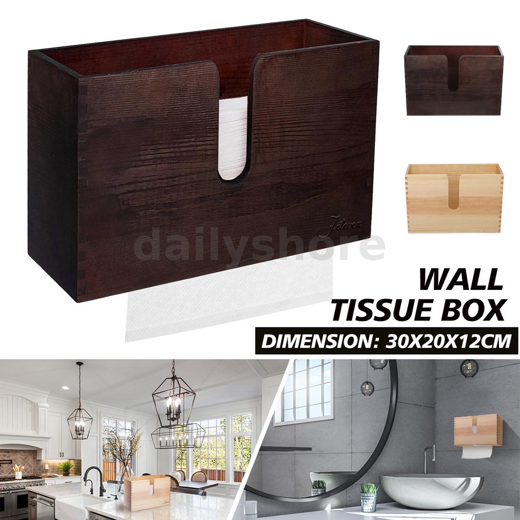 Wood/Brown 1x Retro Wood Wall Mounted Bathroom Paper Towel Dispenser Holder Container Shopee