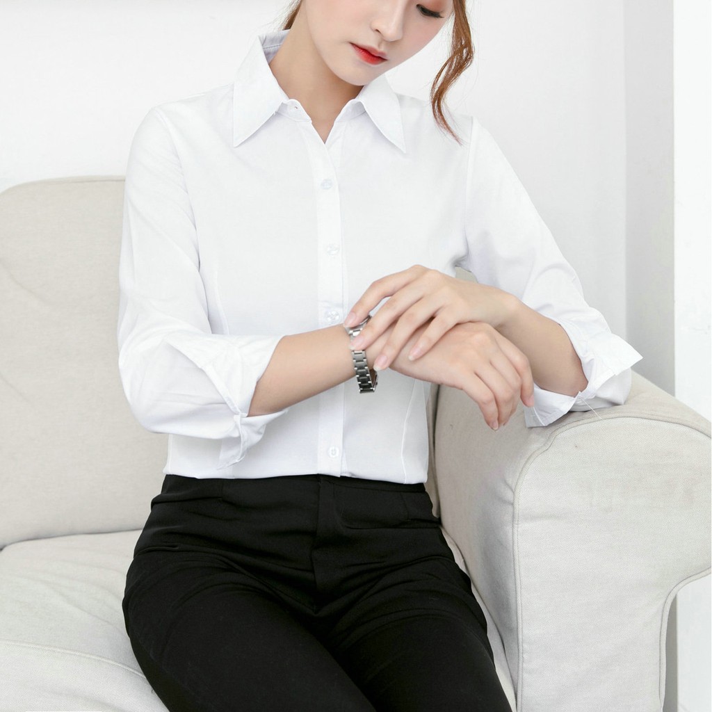 womens white work shirt