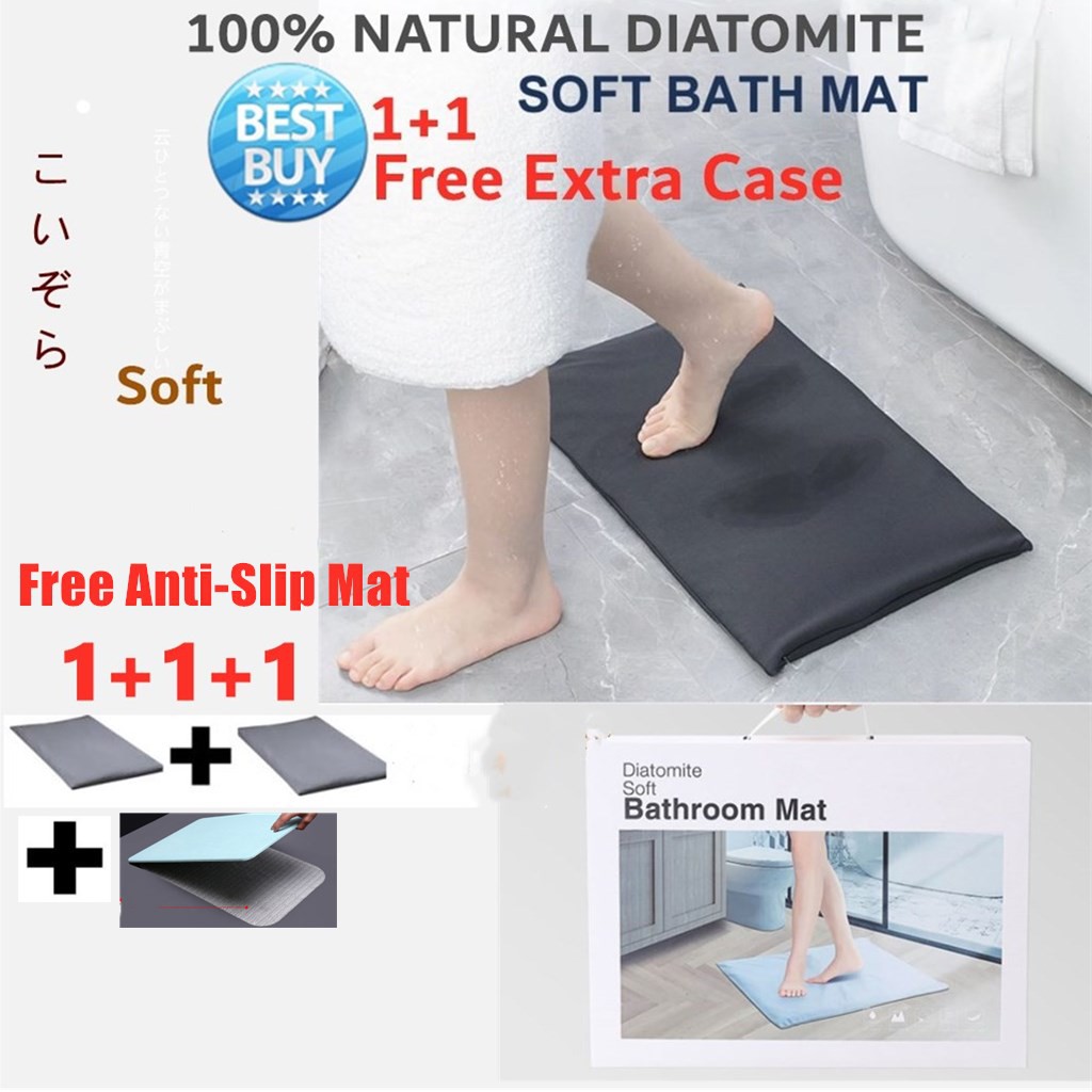 1+1+1Quick Dry Soft Diatomite Mat Highly Water Absorbent Bath Bathroom