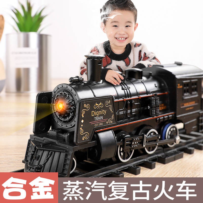 Simulation High Speed Rail Parking Children Electric Train Set Track Retro Steam Train Model Toy Boy Shopee Singapore