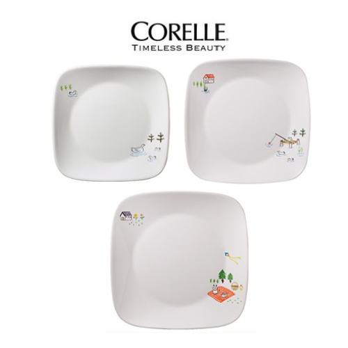 [CORELLE] Easy Weekend Square Plate 3p (16.6cm / 22.9cm / 26.7cm