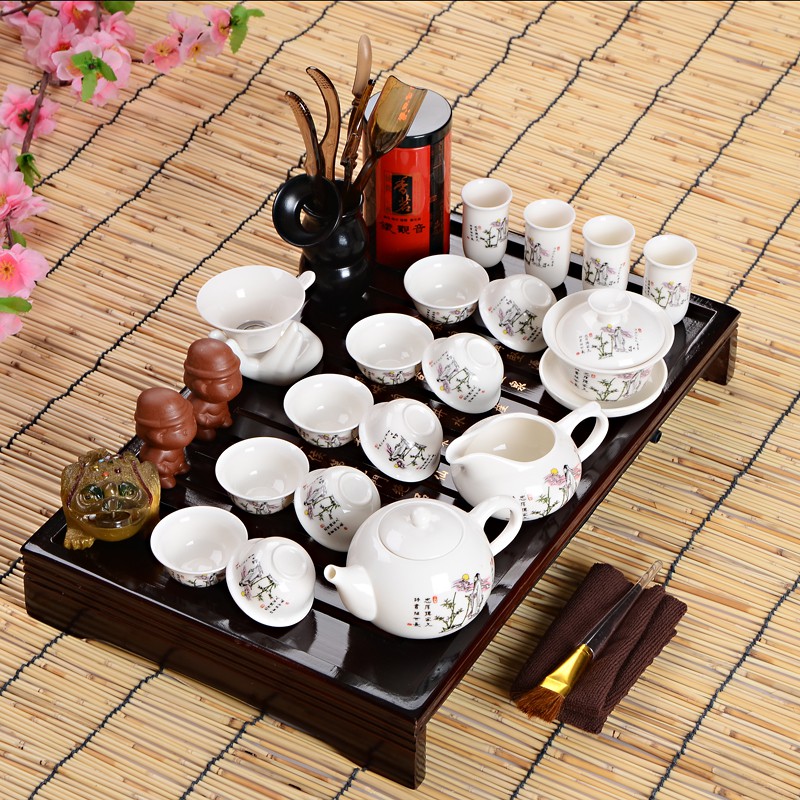 Mopoq Kung Fu tea set set home living room office meeting lazy people stone grinding teapot tea maker gilt rotating cover bowl tea water flowing out of automatic tea set 