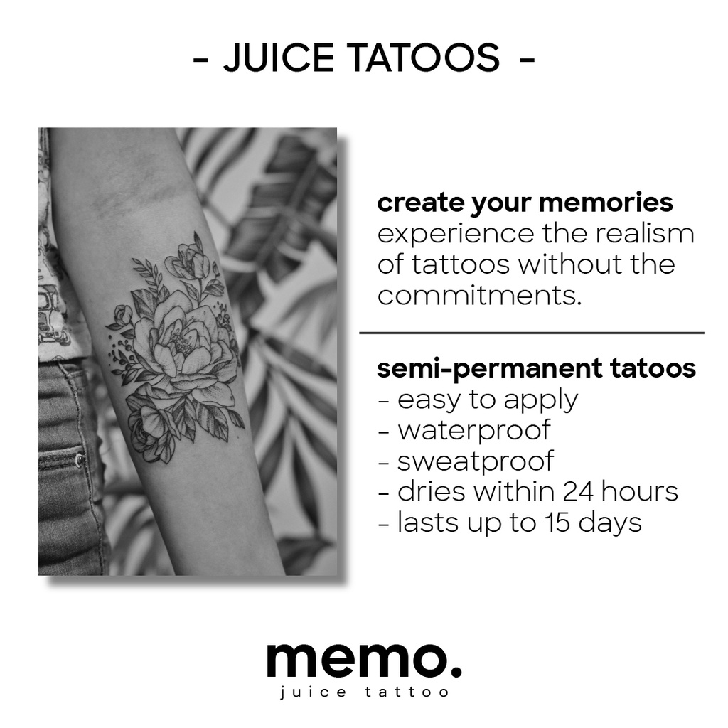 Image of 【memo】 juice tattoo ● size: m ● semi-permanent tattoo jagua tattoo inkbox herbal tattoo #1