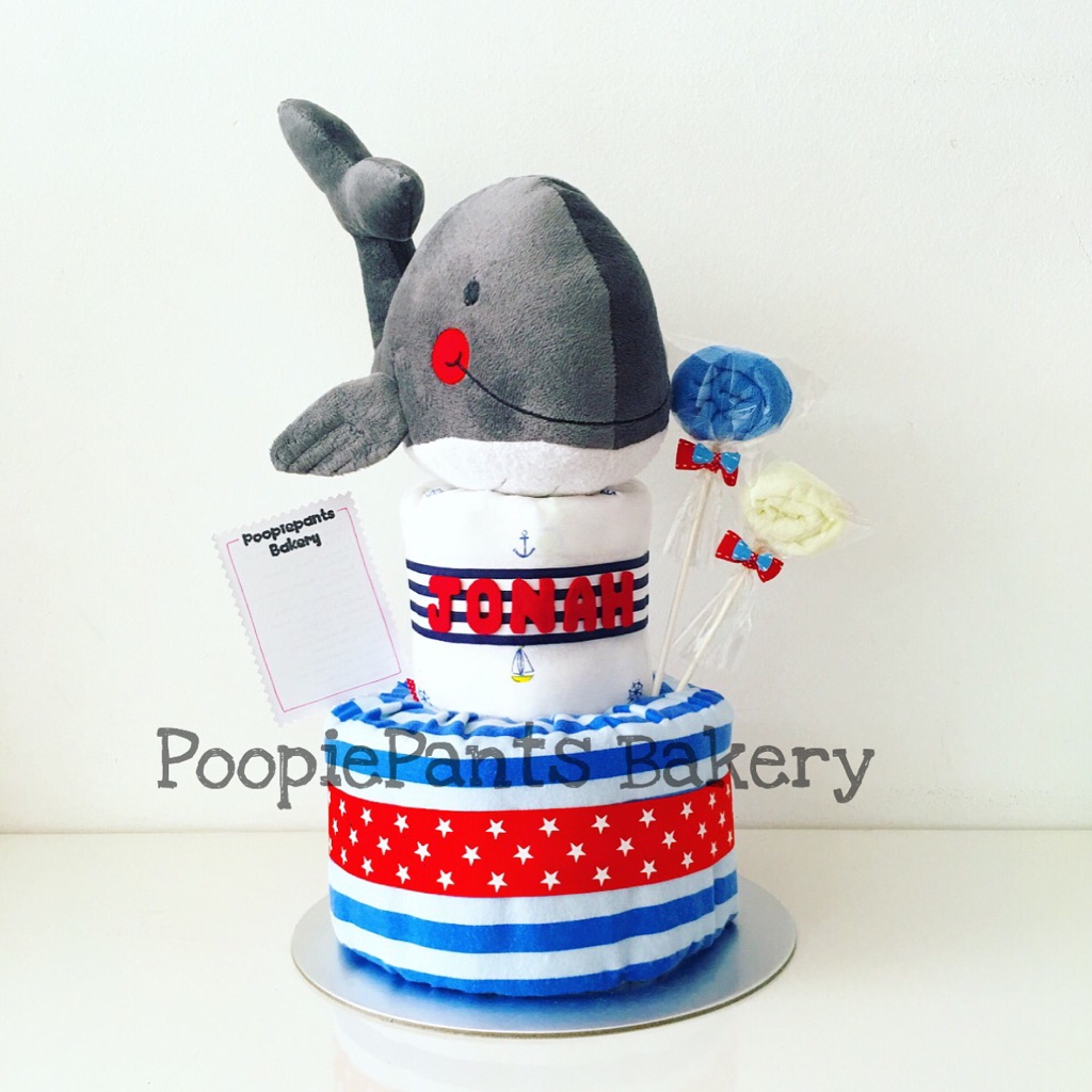 whale diaper cake