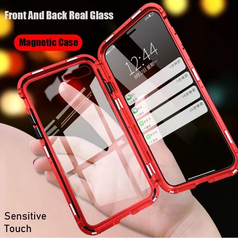 Vivo V19 V17 Pro S1 Pro V15 Y19 Y93 Y95 Y12 Y17 Y15 2020 Double Sided Tempered Glass Case Magnetic Absorption Metal Flip Cover Case