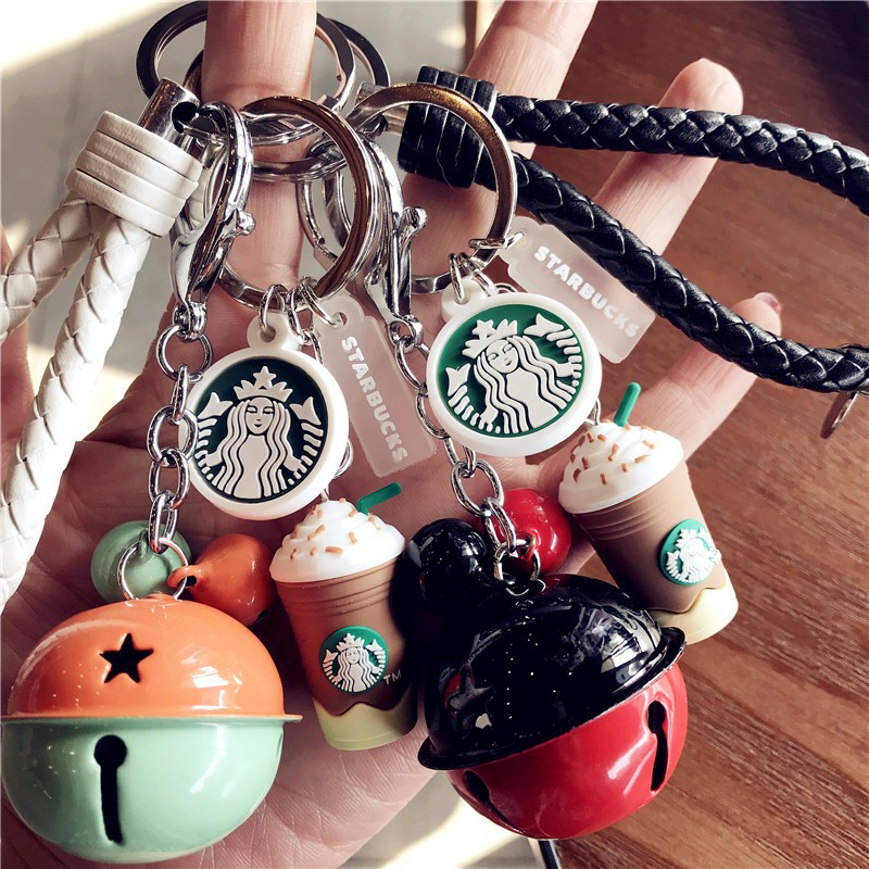 Starbucks Coffee Cup Bag Pendant Braided Rope Bell Car Keychain ...