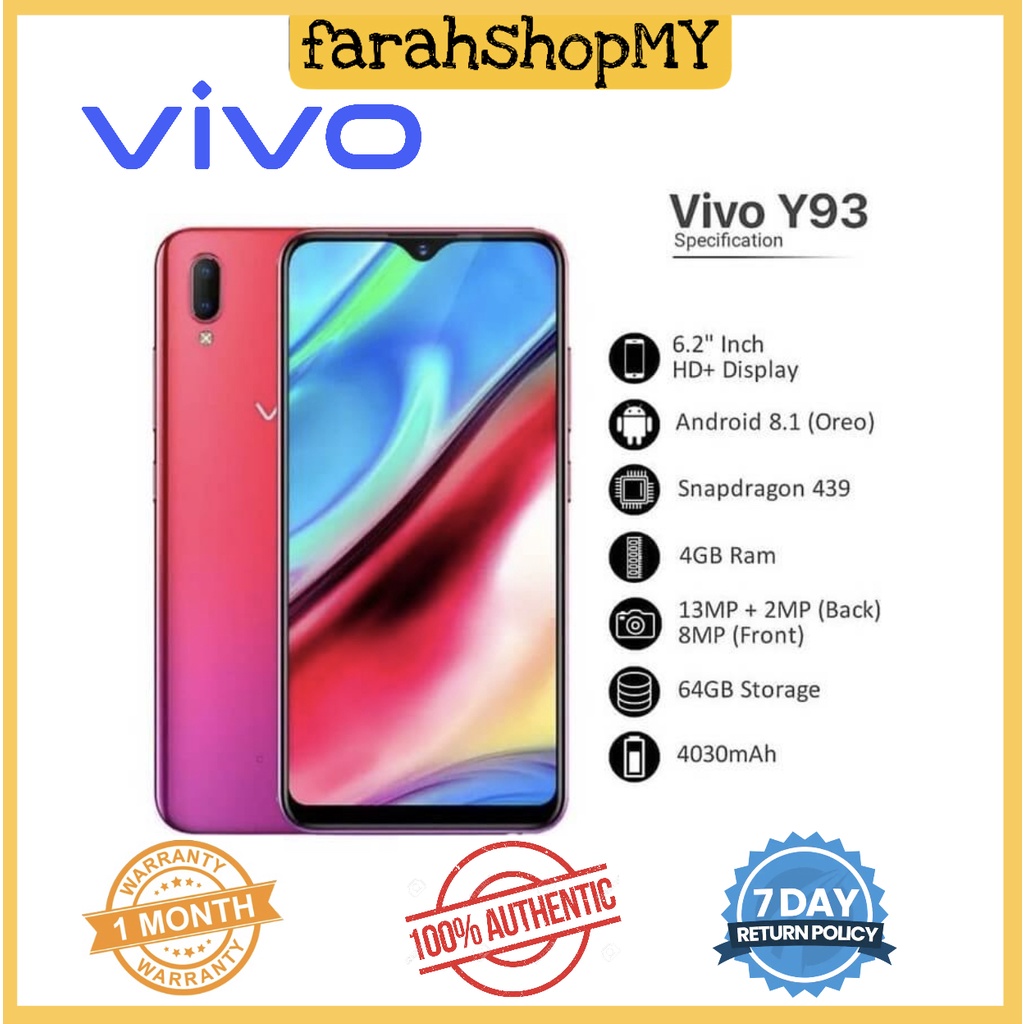 Shop Malaysia Vivo Y93 3gb 64gb 100 Original Vivo Used Shopee Singapore