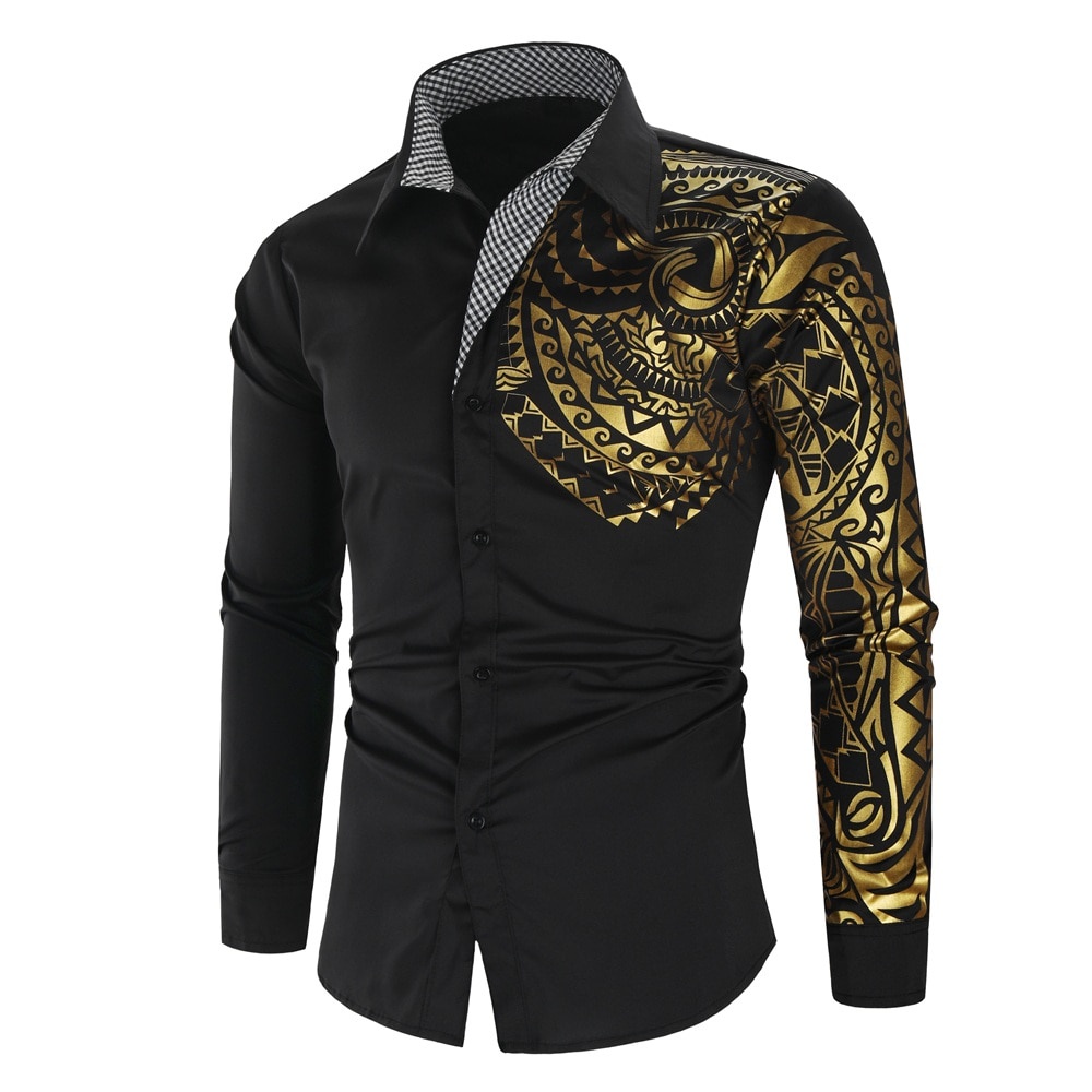 gold and black mens shirt