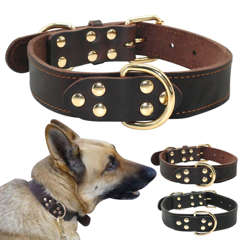 Heavy Duty Leather Dog Collars Large Dogs German Shepherd K9 Collar Shopee Singapore