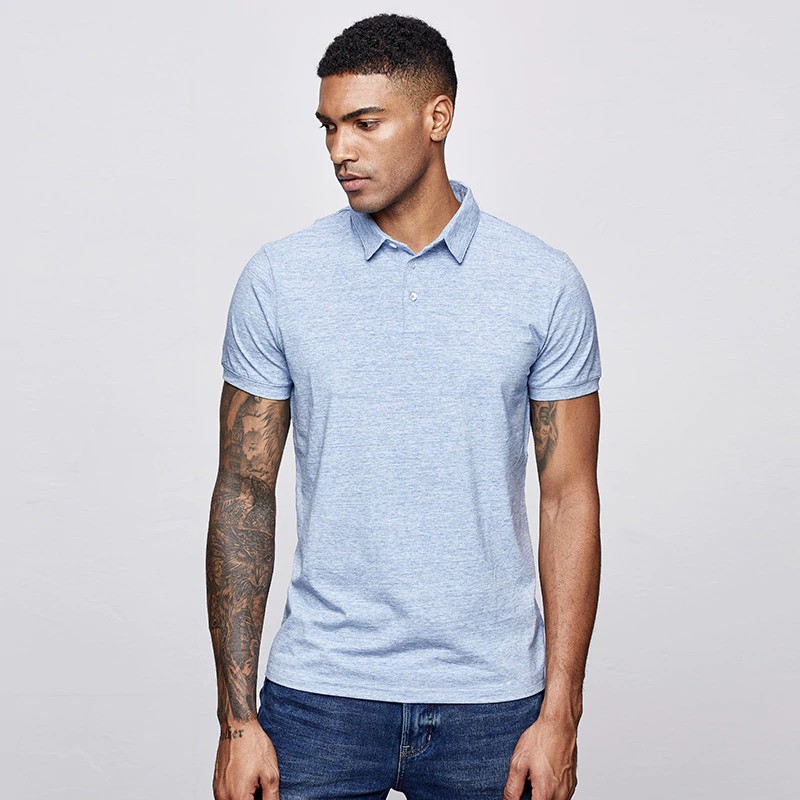 denim blue polo shirt