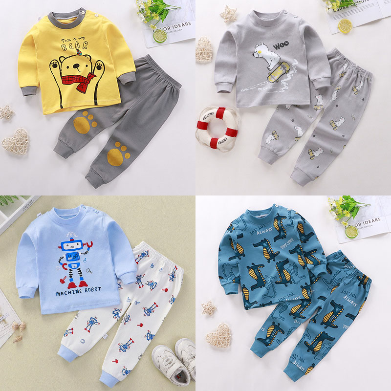Kids terno pajama baby clothes set cotton sping Long sleeve boys girls ...