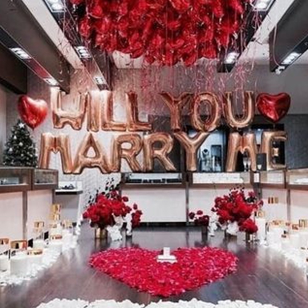 1set 16inch Rose Gold Will You Marry Me Foil Balloons 18 inch Heart ...