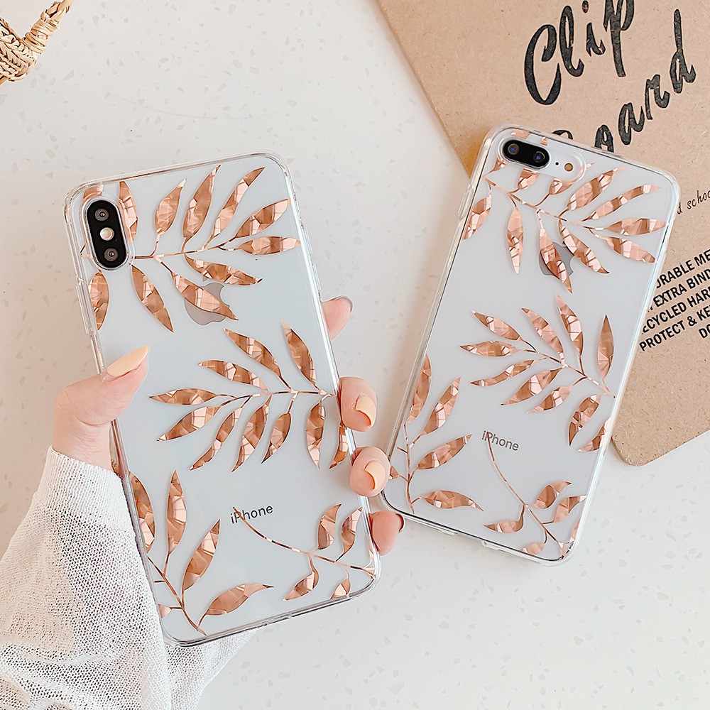 Rose Gold Leaves Pineapple Phone Case For Iphone 11 Pro Max Xr Xs Max 7 8 Plus X Clear Soft Electroplated Back Cover Shopee Singapore