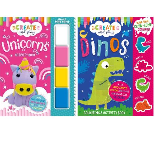 Create And Play Unicorns Dinos Colouring Activity Book Makebelieve