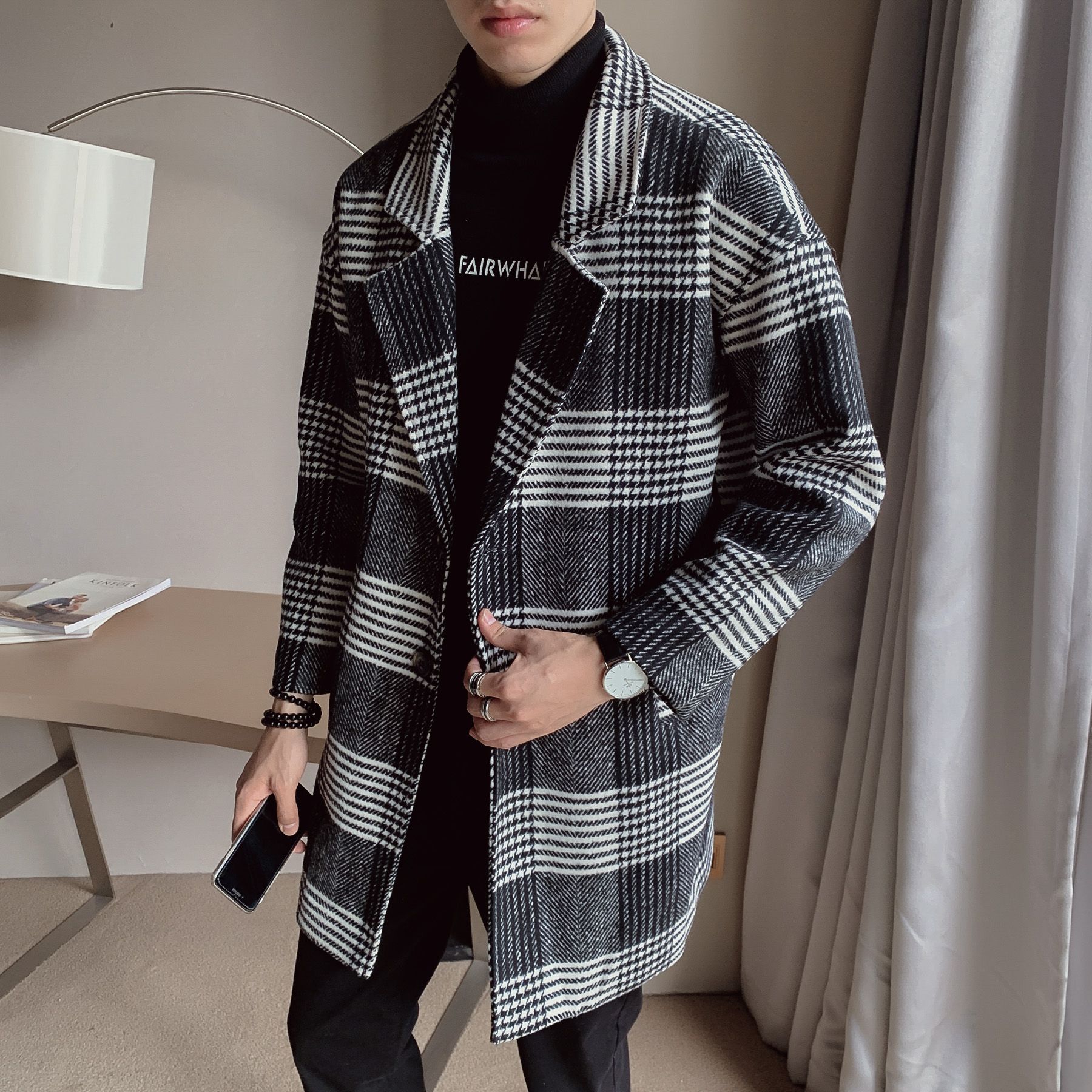 plaid trench coat men