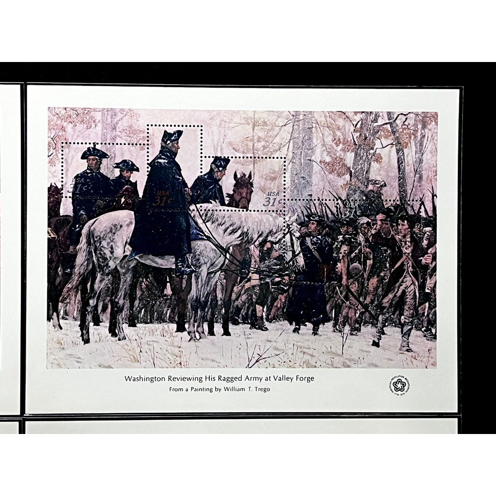 US BICENTENNIAL SOUVENIR SHEET-  WASHINGTON REVIEWING HIS ARMY AT VALLEY FORGE 
