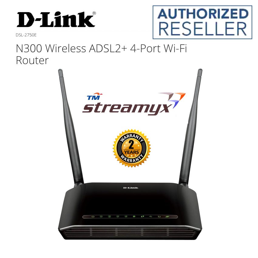 D Link Dsl 2750e N 300mbps Wireless Adsl2 4 Port Wi Fi Router Dlink Streamyx Tm Shopee Singapore