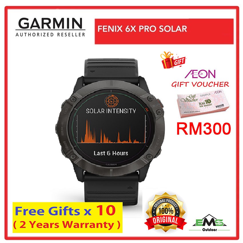 FREE RM300 VOUCHER - Garmin Fenix 6X Pro Solar Titanium Carbon Gray DLC ...