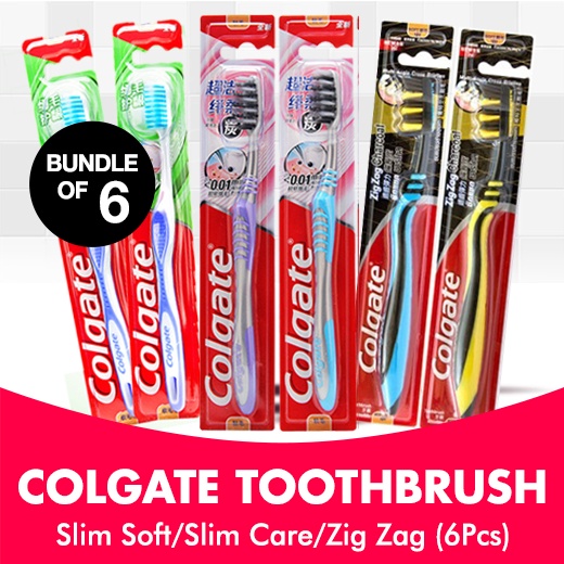 ZigZag Teeth Cleaning Colgate Toothbrush for Kids & Adults Slim Soft Charcoal 
