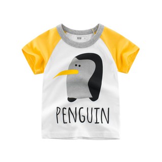 Boys T Shirt Penguin Letter Design Kids Girl Children Tops - 