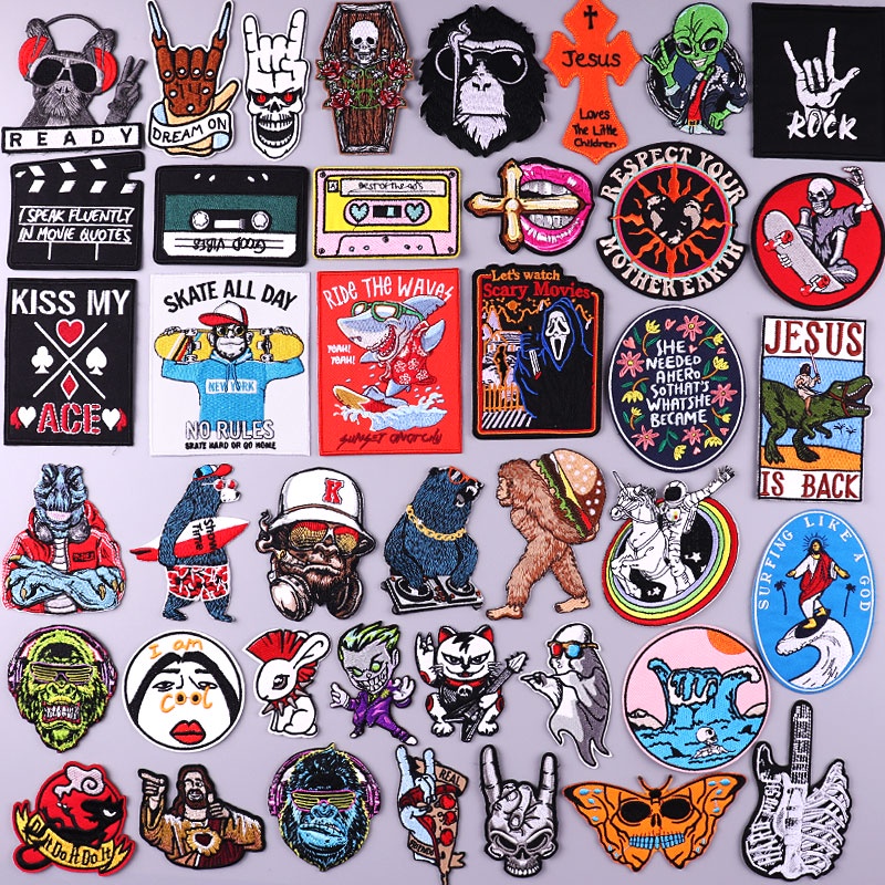 Velcro Armband Cartoon Animal Clothes Patch Hippie Rock Badge 3D ...