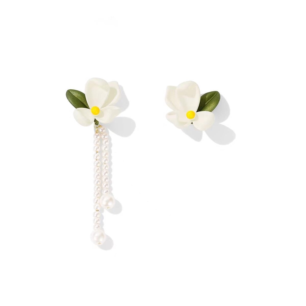 Image of Asymmetrical Gardenia Tassel Earrings Female Summer Mori Lady Pearl 2022 New Style 58wf6.sg #5