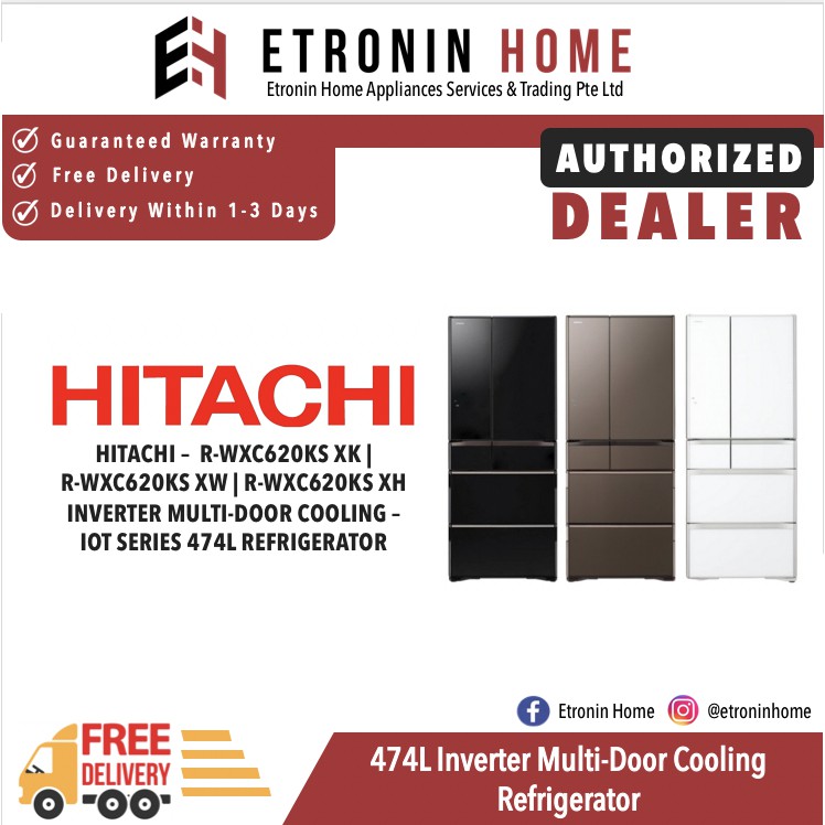 Hitachi Inverter Multi Door Cooling Iot Series 474l Refrigerator R Wxc6ks Xk R Wxc6ks Xw R Wxc6ks Xh Shopee Singapore