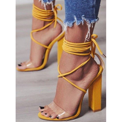 yellow wrap heels