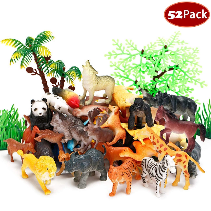 52 Pack Mini Realistic Safari Wild Zoo 