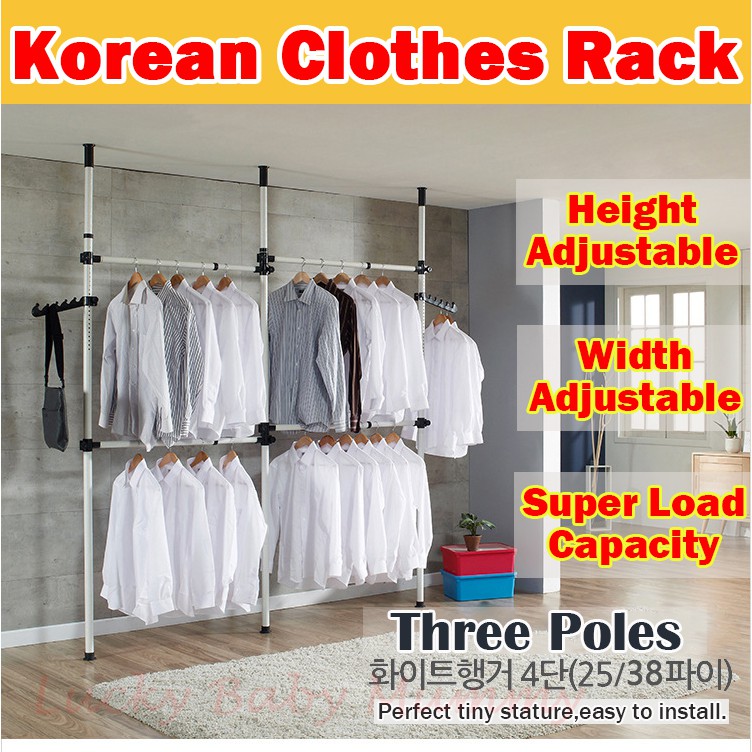 Korean Standing Clothes Rack Space Saving Corner Valet Clothes Rack Hanging Pole Shopee Singapore