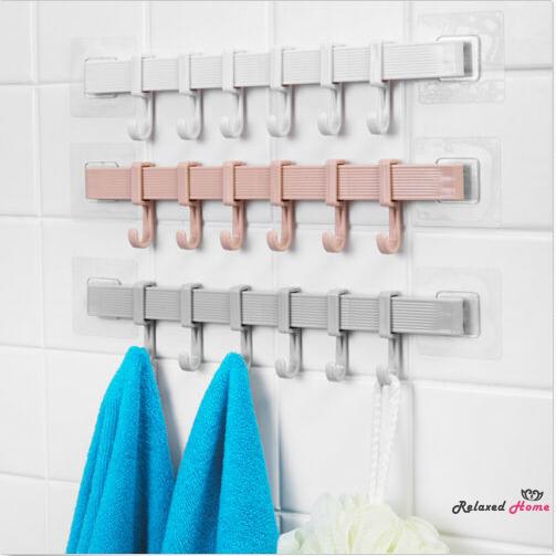 Rh 6in1 Horizontal Wall Hook Heavy Duty Metal Coat Hook Modern Wall Mounted