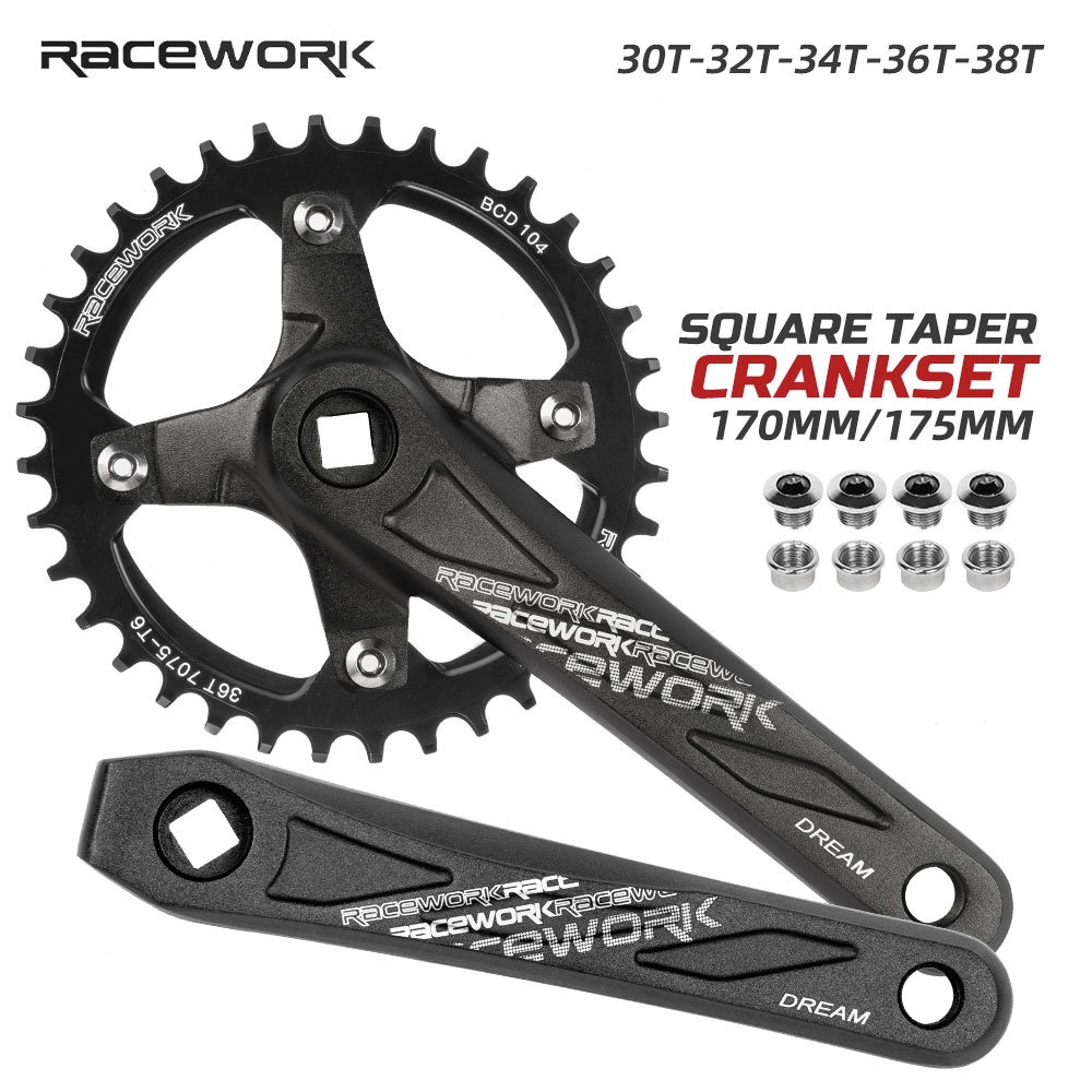 RACEWORK Crankset Mountain Bicycle Crankset MTB Crankset 104BCD Bike Crankset 170/175mm Bicycle