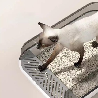 [SG SELLER] Cat Litter Box High Fence Anti- Splashing Cat Toilet Semi-Enclosed Kitten Litter Pan Cat Detachable Tray #5