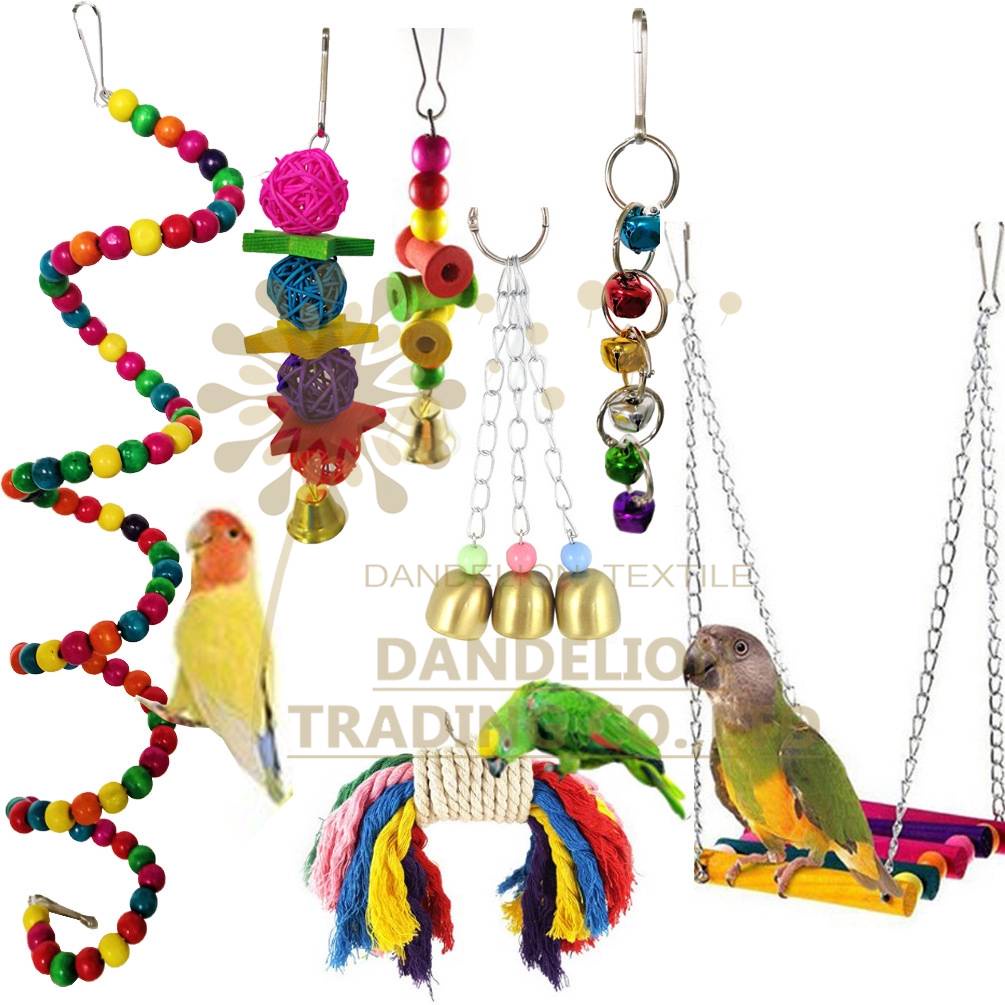 Bird Parrot Toys 2 Packs Bird Swing Chewing Hanging Perches with Bells Finch Toys for Pet Parrot Lovebird Howl Budgie Cockatiels Macaws Finches and Other Small Medium Birds 
