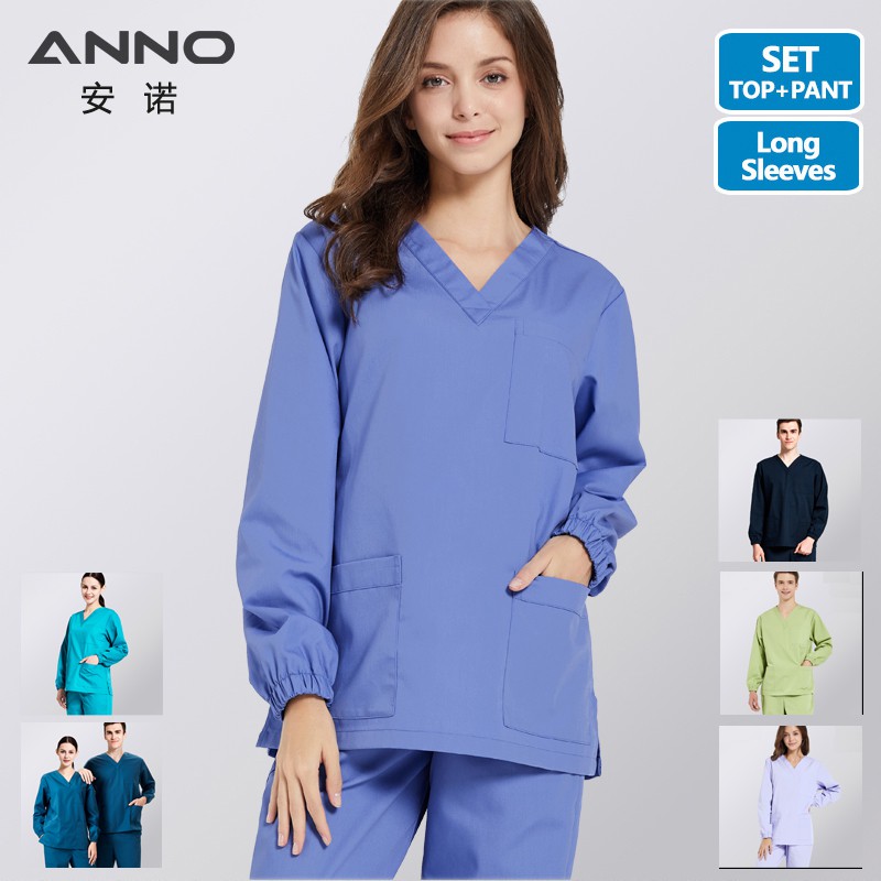 Anno Long Sleeves Nurse Uniform Winter Medical Clothing Winter Cotton Scrub Suit Doctor Coat Nursing Dress Shopee Singapore