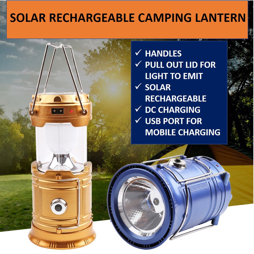 Backpacking Great for Emergency LED Solar Outdoor Camping Lantern Night Lamp Flashlights Camping Equipment Rechargeable/Portable Tent Light 