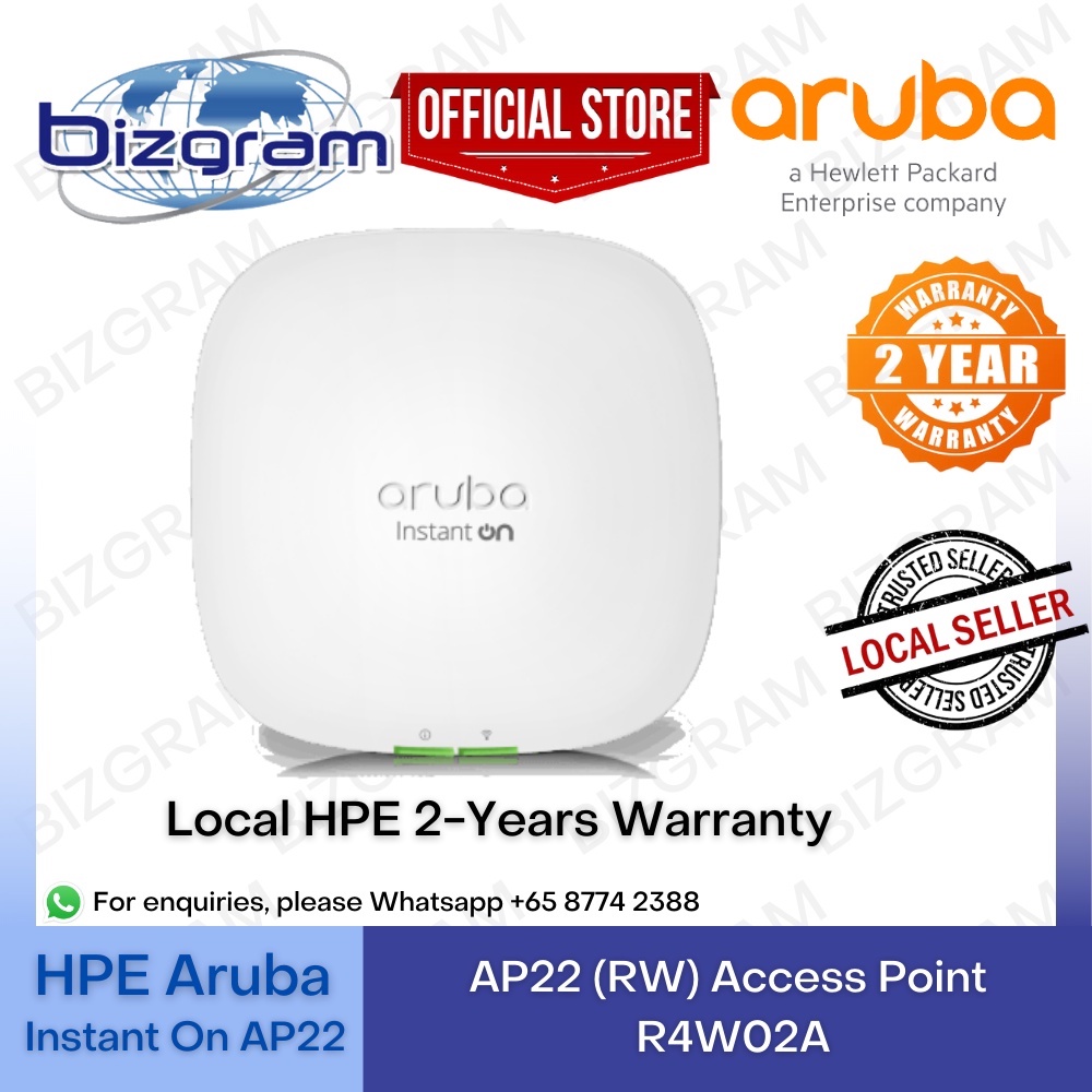 HPE Aruba Instant On AP22 (RW) Access Point (Local SG warranty) R4W02A