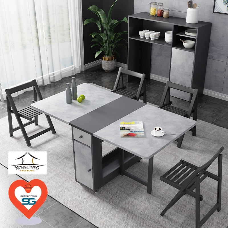 Foldable Workstation with 4 Seat Dining Table Folding Dinning Table