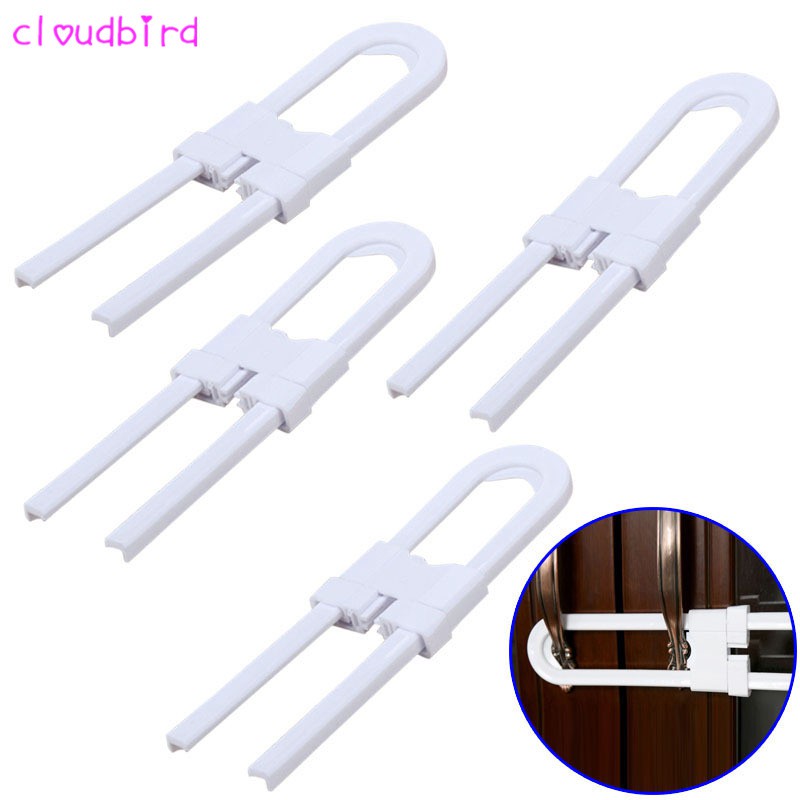 4 Pcs Baby Proofing Cabinet Locks U Shaped Sliding Child