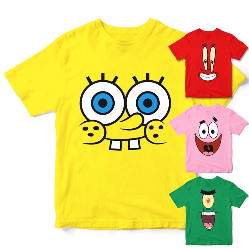 SpongeBob SquarePants Cartoon Character Kids & Adult T-shirt | Shopee ...