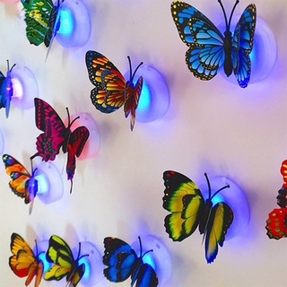 Creative LED 3D Butterfly Shape Night Light for Bedroom Decoration / Battery Powered Colorful Romantic Room Decorative Nightlight Lamp