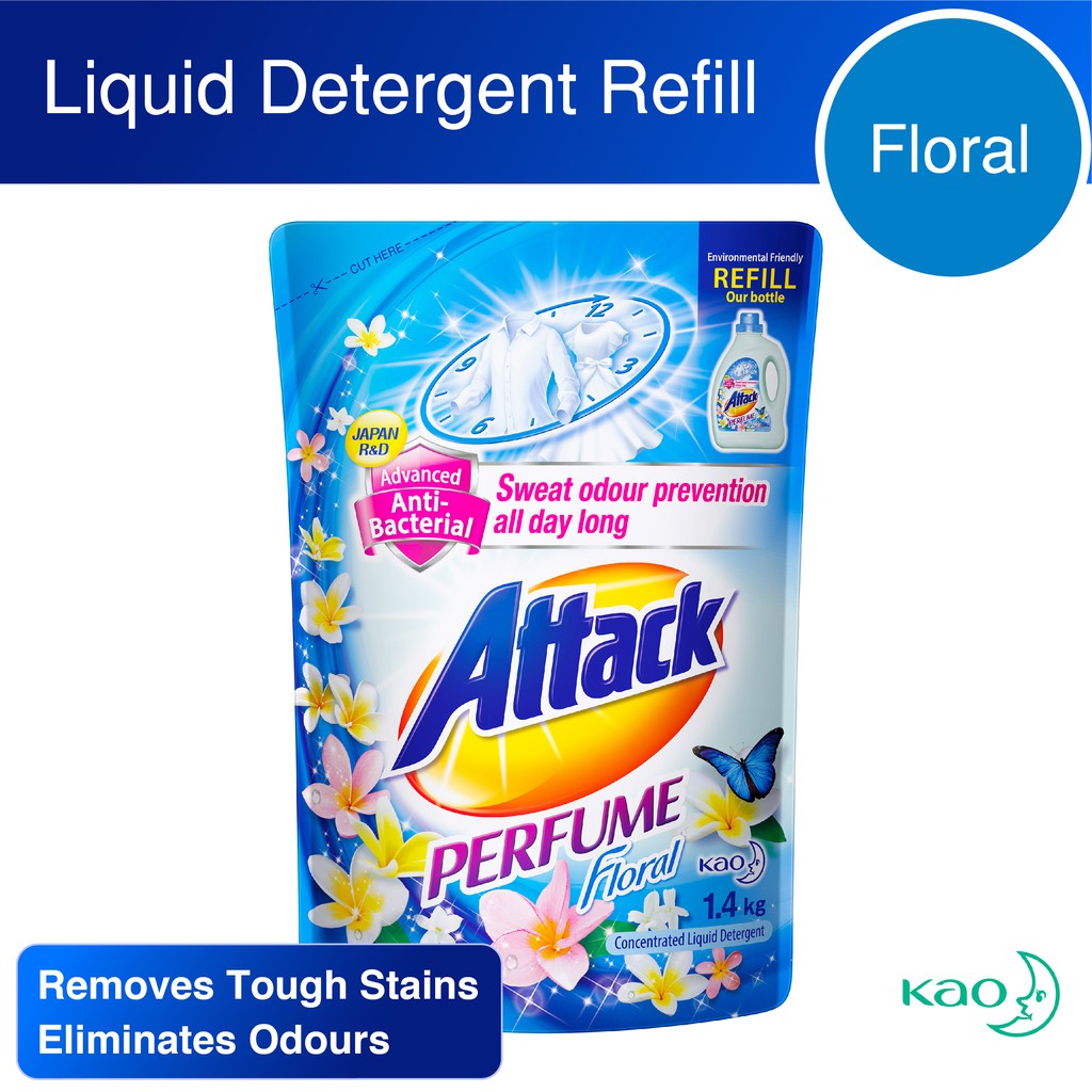 Attack Perfume Floral Liquid Laundry Detergent Refill 1.4KG Shopee