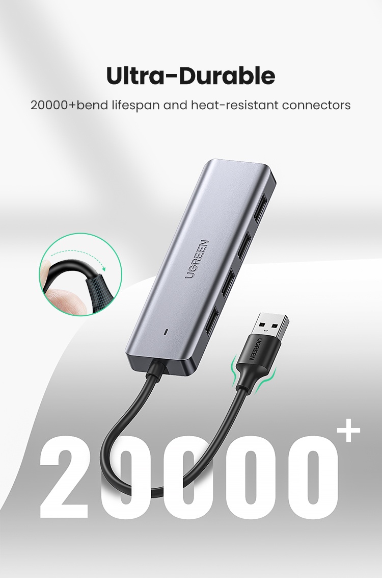 UGREEN 4 Port USB 3.0 Hub Ultra Slim High Speed USB Splitter Portable