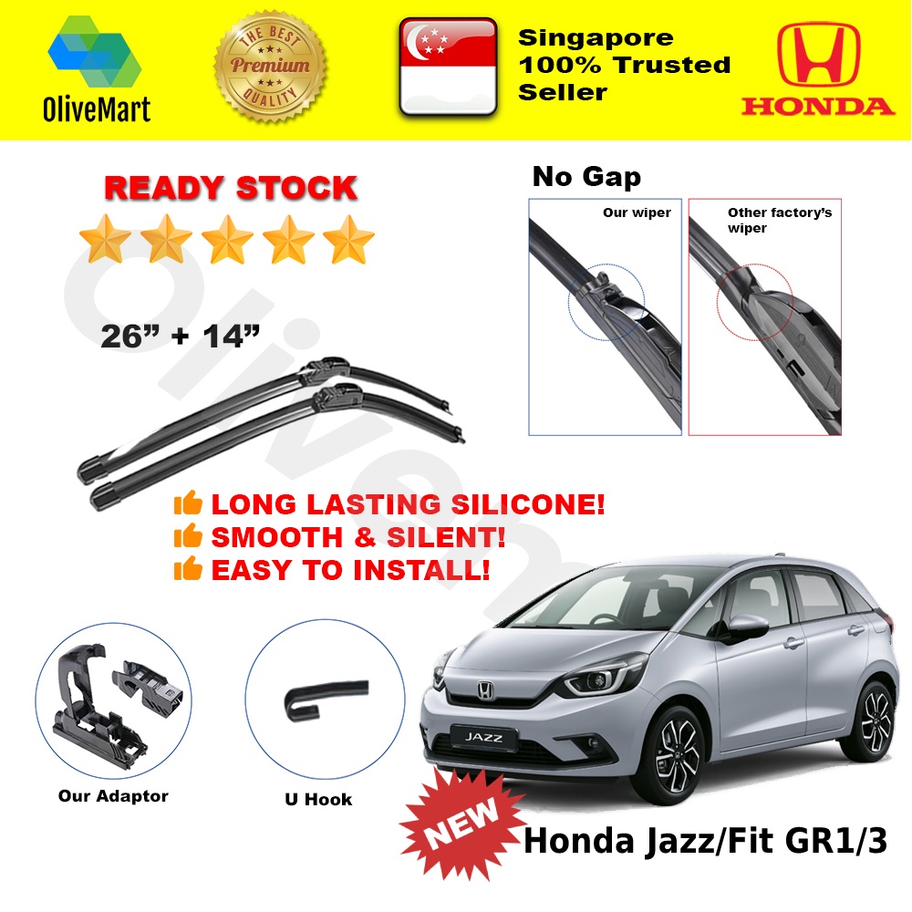 Genuine Silicon Wiper / Hybrid Wipers for New 2021 Honda Jazz/Fit GR1/3