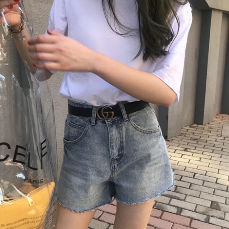 leather belt with double g