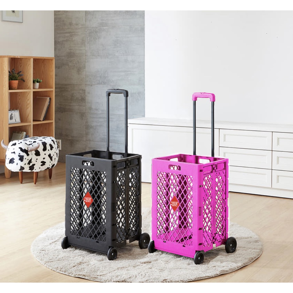 PACK&ROLL Foldable Personal Plastic Shopping Cart Carrier Trolley Jumbo