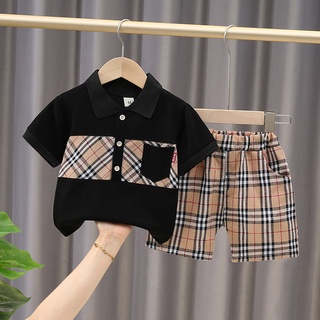 New Children Clothes Suit Summer Baby Boys Girls Plaid T Shirt Shorts 2Pcs/Set Kids Infant Fashion Clothes Toddler Sportswear