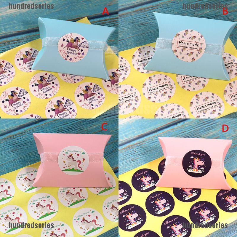 60Xunicorn candy bag sticker birthday party decor gift box seal cartoon label US 