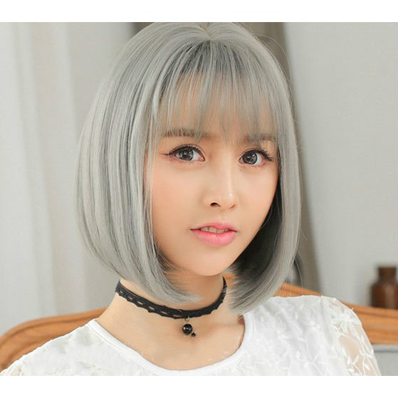 Ombre Wigs Natural Fake Hair Beautiful Grey 35cm 1pc Women