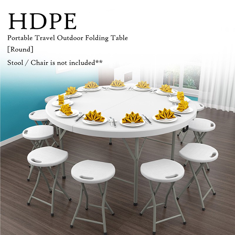 (JIJI SG) HDPE Outdoor Folding Foldable Table (ROUND) - 80CM / 120CM / 150CM